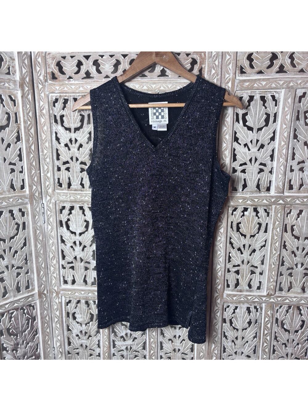 Barbara Wells Studio 100% Linen Sweater Speckled Sleeveless Preppy Minimalist M